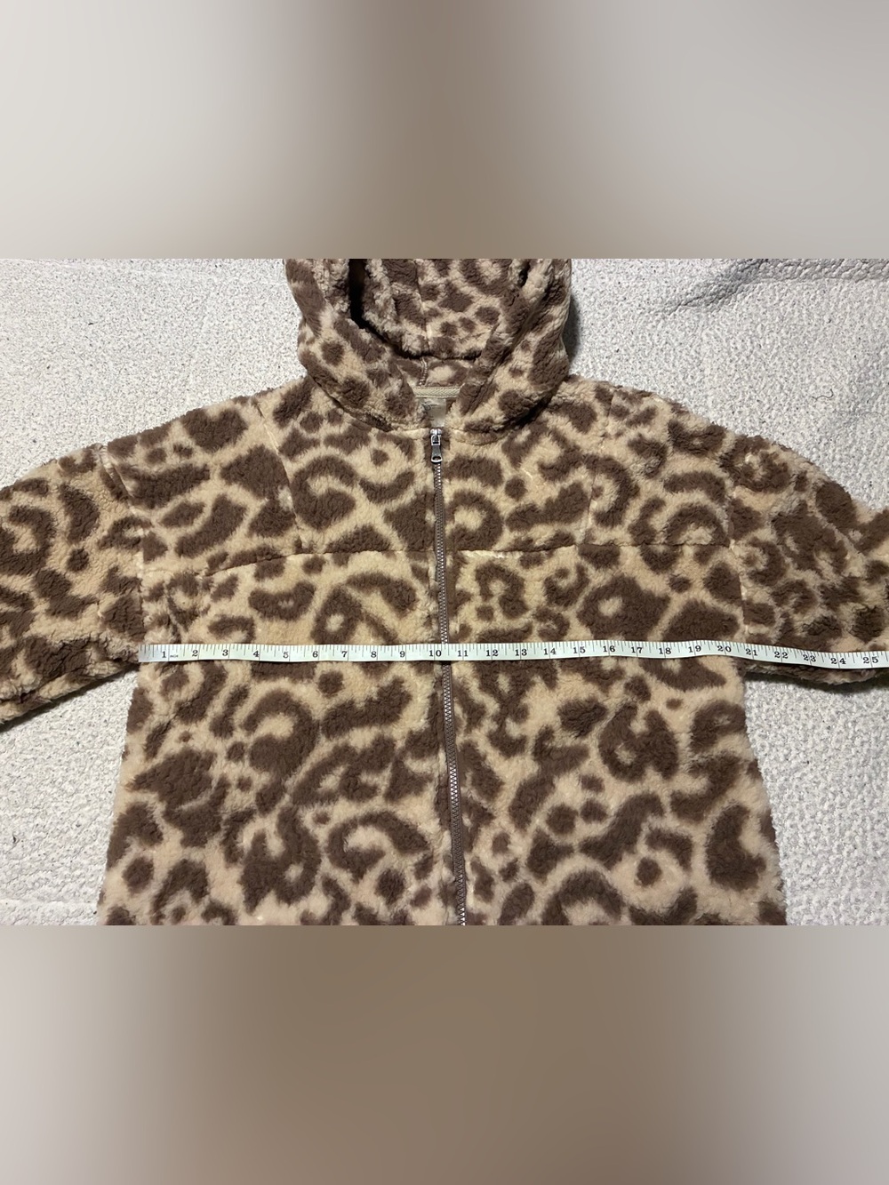 Jessica Simpson Brown and Cream Leopard Print Hooded  Jacket, medium - Picture 9 of 11